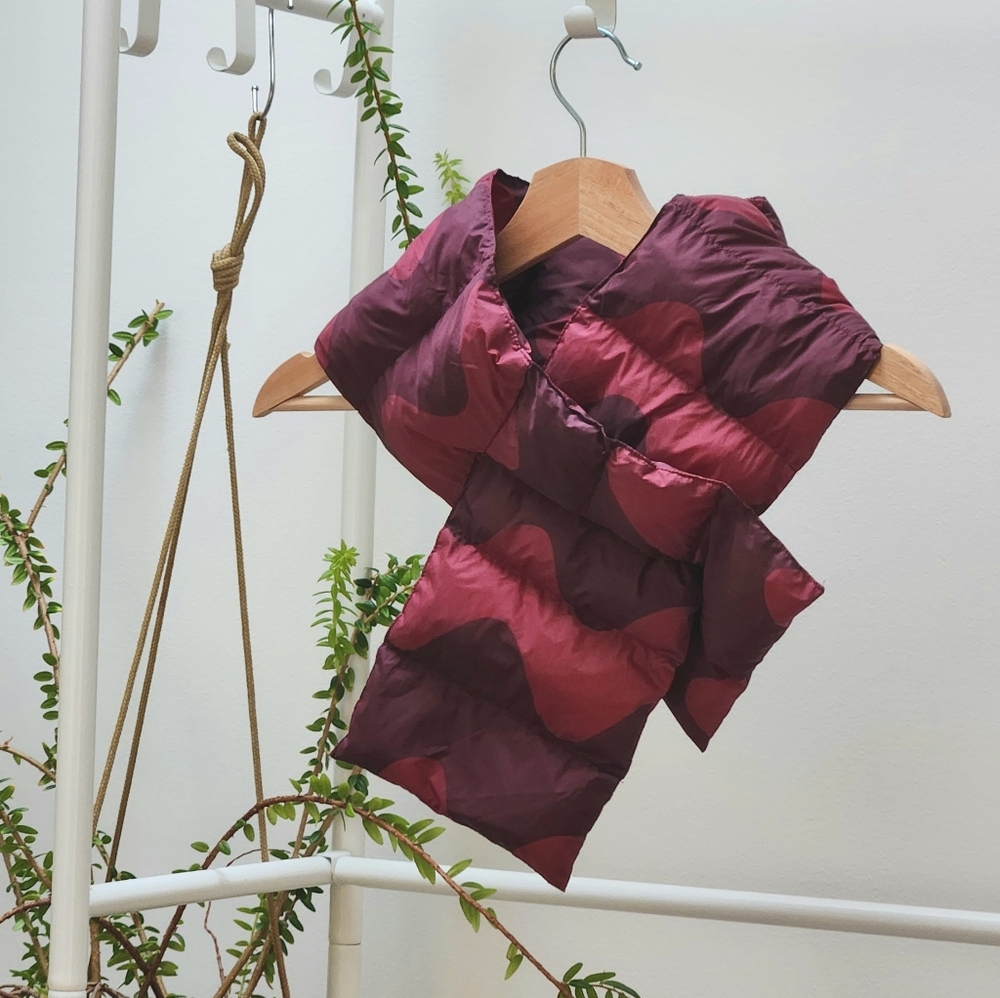 Stylish Burgundy and Pink Puffer Scarf